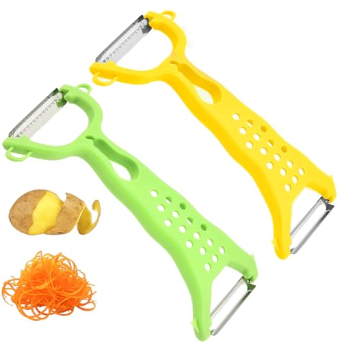 2-in-1-Schäler für schnelles Schälen von Kartoffeln，Kartoffelschäler/Julienne-Schneider, Karotten und allen Arten von Gemüse & Obst/Peeler mit Julienne-Funktion (2 PCS) von QuazarPyon