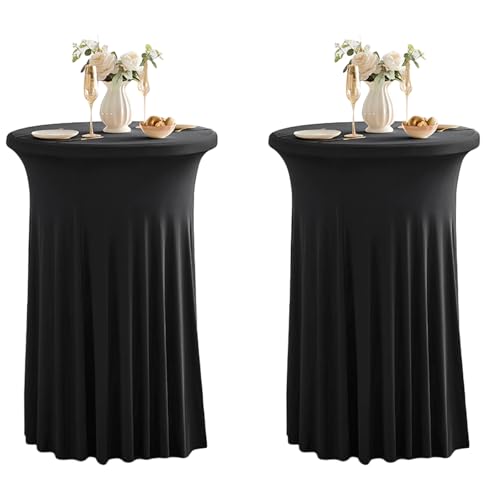 2 Pack Runde Cocktail-Tischdecken mit Rock Stretch Spandex Tischtuch 24x43 Zoll Cocktail Runde Tischdecke für Party Hochzeit Geburtstag Bankett, Schwarz 2 Pack Runde Cocktail-Tischdecken mit Rock Stretch Spandex Tischtuch 24x43 Zoll Cocktail Runde Tischdecke für Party Hochzeit Geburtstag Bankett, Schwarz von Qubjus