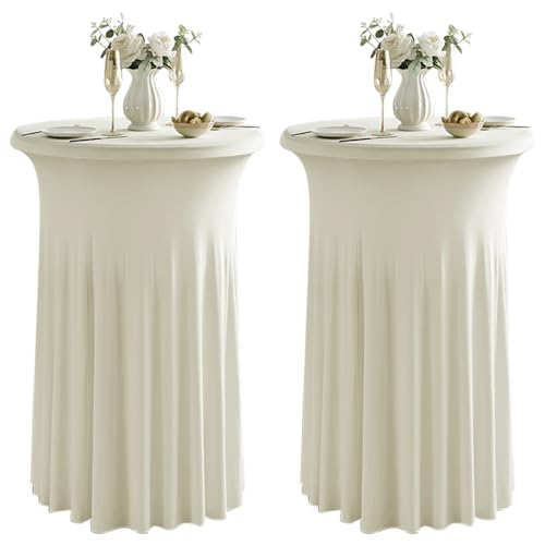 Runde Cocktail-Tabelle deckt mit Rock 2 Pack 32x43 Zoll Stretch Spandex Tischdecke Cocktail Runde Tischdecke für Party Hochzeit Geburtstag Bankett, Beige Runde Cocktail-Tabelle deckt mit Rock 2 Pack 32x43 Zoll Stretch Spandex Tischdecke Cocktail Runde Tischdecke für Party Hochzeit Geburtstag Bankett, Beige von Qubjus