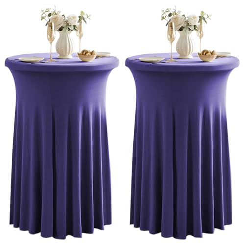 Runde Cocktail-Tabelle deckt mit Rock 2 Pack 32x43 Zoll Stretch Spandex Tischdecke Cocktail Runde Tischdecke für Party Hochzeit Geburtstag Bankett, Lila Runde Cocktail-Tabelle deckt mit Rock 2 Pack 32x43 Zoll Stretch Spandex Tischdecke Cocktail Runde Tischdecke für Party Hochzeit Geburtstag Bankett, Lila von Qubjus