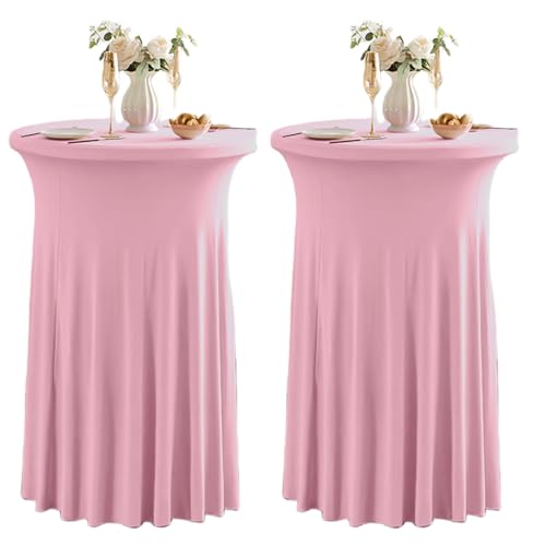 Runde Cocktail-Tabelle deckt mit Rock 2 Pack 32x43 Zoll Stretch Spandex Tischdecke Cocktail Runde Tischdecke für Party Hochzeit Geburtstag Bankett, Rosa Runde Cocktail-Tabelle deckt mit Rock 2 Pack 32x43 Zoll Stretch Spandex Tischdecke Cocktail Runde Tischdecke für Party Hochzeit Geburtstag Bankett, Rosa von Qubjus