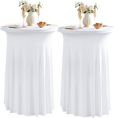 Runde Cocktail-Tabelle deckt mit Rock 2 Pack 32x43 Zoll Stretch Spandex Tischdecke Cocktail Runde Tischdecke für Party Hochzeit Geburtstag Bankett, Weiß Runde Cocktail-Tabelle deckt mit Rock 2 Pack 32x43 Zoll Stretch Spandex Tischdecke Cocktail Runde Tischdecke für Party Hochzeit Geburtstag Bankett, Weiß von Qubjus