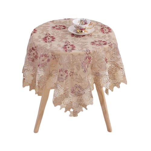 Runde bestickte Spitze Tischdecke Vintage Dekorative Exquisite Border Tischdecke für Party Hochzeit Home Decorations, Rund-35Zoll, Rot Runde bestickte Spitze Tischdecke Vintage Dekorative Exquisite Border Tischdecke für Party Hochzeit Home Decorations, Rund-35Zoll, Rot von Qubjus