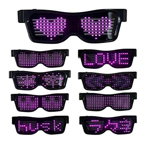 Queen.Y Led Brille Anpassbar Bt Leuchten Brillen Bluetooth App Verbunden Led Display Intelligente Brille Usb Wiederaufladbare Diy Funky Brille für Nachtclub Party Bühne Dj Halloween von Queen.Y