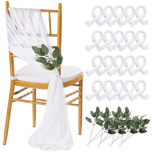 QueenDream Weiße Stuhlschärpen für Hochzeiten, Stuhldekorationen: 36 Packungen 2,4 m, durchsichtige Schleifen, Stuhlschärpen für Babyparty, Bankett, Hotel, Stühle, Dekor QueenDream Weiße Stuhlschärpen für Hochzeiten, Stuhldekorationen: 36 Packungen 2,4 m, durchsichtige Schleifen, Stuhlschärpen für Babyparty, Bankett, Hotel, Stühle, Dekor von QueenDream