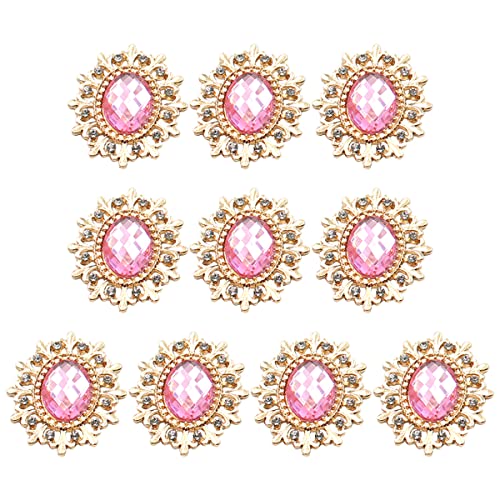 Queenbox 10 Stück 2,5 x 2,8 cm Funkelnde ovale Strassknöpfe, Flache Rückseite, künstliche Glitzersteine, Knöpfe, Verzierungen zum Nähen von Kleidung, rosa von Queenbox