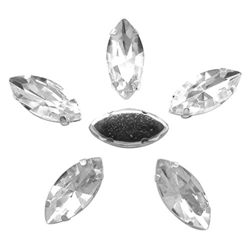Queenbox 50 Stück 4 x 8 mm glitzernde ovale 3D-Glas-Strasssteine, Flache Rückseite, Glitzer-Diamant-Kristallsteine, Charms, Perlen für Bastelarbeiten, Kleidung, Nägel, Handy, Kleidung, Schuhe, Trans von Queenbox