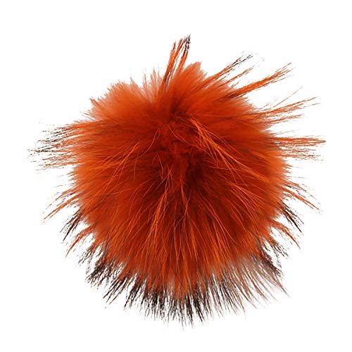 Queenbox Kunstpelz Pompon Ball, 5in / 13cm Fluffy Pom Pom Ball Einfarbig mit abnehmbarem Druckknopf für DIY Hut Schlüsselbund Stoffhandtasche, Orange von Queenbox