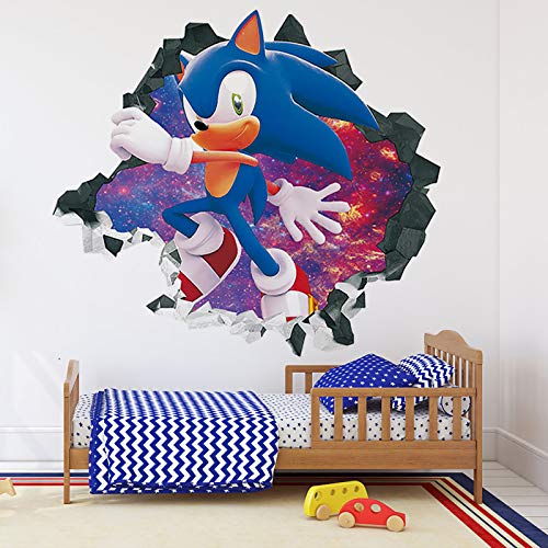 Sonic Wandaufkleber für Kinder, Cartoon-Motiv, Schlafzimmer, Hintergrund-Dekoration, selbstklebend, Igel, Videospiel-Aufkleber, Geburtstagsparty-Zubehör von Queenwiff