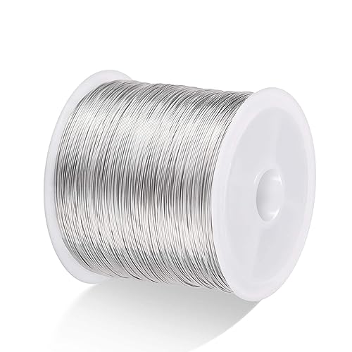 Basteldraht Silber, Schmuck Faden, Draht für Schmuckherstellung, Kupfer Handwerk Schmuck Draht, Schmuckdraht Silber für die Herstellung von Armbändern, Haarnadeln, Kunsthandwerk(0.3 mm x 100 m) von Queerelele