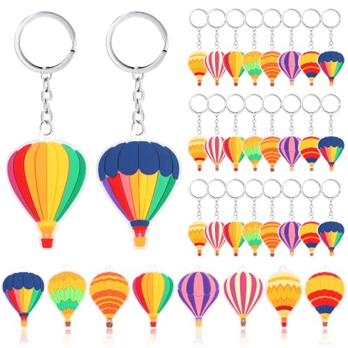 Quelay 24 Stück Heißluftballon-Schlüsselanhänger, bunte Heißluftballons, Party-Geschenk, niedliche Silikon-Schlüsselanhänger für Partyzubehör Quelay 24 Stück Heißluftballon-Schlüsselanhänger, bunte Heißluftballons, Party-Geschenk, niedliche Silikon-Schlüsselanhänger für Partyzubehör von Quelay