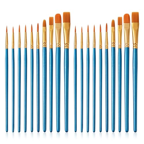 Quelcc 20 Stück Künstlerpinsel, Pinselset, Pinselset Acrylfarben, Aquarellpinsel, Pinsel Set, Pinsel Acrylfarbe, Künstler PinselSets, für Malliebhaber,Anfänger, Blau Quelcc 20 Stück Künstlerpinsel, Pinselset, Pinselset Acrylfarben, Aquarellpinsel, Pinsel Set, Pinsel Acrylfarbe, Künstler PinselSets, für Malliebhaber,Anfänger, Blau von Quelcc