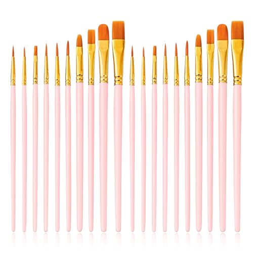 Quelcc 20 Stück Künstlerpinsel, Pinselset Acrylfarben, Pinselset, Aquarellpinsel, Pinsel Set, Pinsel Acrylfarbe, Künstler PinselSets, für Malliebhaber,Anfänger, Rosa Quelcc 20 Stück Künstlerpinsel, Pinselset Acrylfarben, Pinselset, Aquarellpinsel, Pinsel Set, Pinsel Acrylfarbe, Künstler PinselSets, für Malliebhaber,Anfänger, Rosa von Quelcc