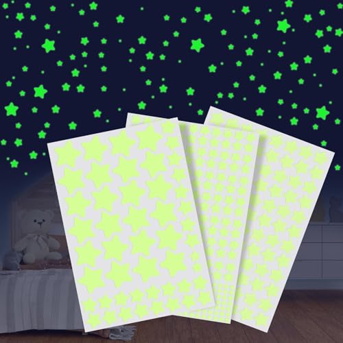 Quelcc Leuchtsterne Kinderzimmer, 452 Leuchtsterne selbstklebend, Beruhigende Sternenhimmel Aufkleber, Leuchtsticker Sterne,Einschlafhilfe Kinder von Quelcc