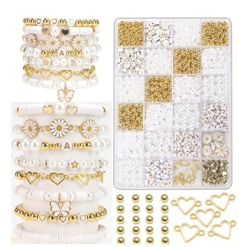 Queltrix 1400 Stück DIY Perlen Set mit Buchstaben & Charms - Bastelperlen für Armbänder & Schmuck - Inkl. Schnur & Box - Für Kinder & Erwachsene Queltrix 1400 Stück DIY Perlen Set mit Buchstaben & Charms - Bastelperlen für Armbänder & Schmuck - Inkl. Schnur & Box - Für Kinder & Erwachsene von Queltrix