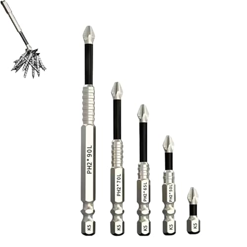 K5 Schlagfester, Rutschfester Bit Satz – Neuer Hochmagnetischer Schraubendreher-Bohrer-Bitsatz mit Sechskantschaft, Magnetische Phillips Bits für Akkuschrauber, Schlagschrauber & Elektrobohrer (B) von Quenta