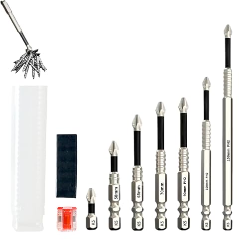 K5 Schlagfester, Rutschfester Bit Satz – Neuer Hochmagnetischer Schraubendreher-Bohrer-Bitsatz mit Sechskantschaft, Magnetische Phillips Bits für Akkuschrauber, Schlagschrauber & Elektrobohrer (C) von Quenta