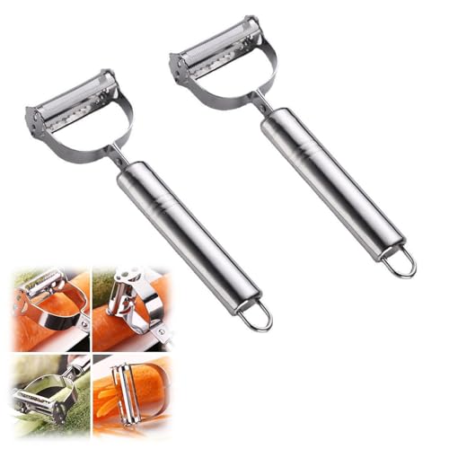 Weusenstyle Multifunktionaler Peeler aus Edelstahl, 2-in-1 Gemüseschäler für Potato, Apple, Asparagus & Fruit, Scharfer Stainless Steel Julienne Schäler, Kitchen Tool für Gemüse (B) von Quenta