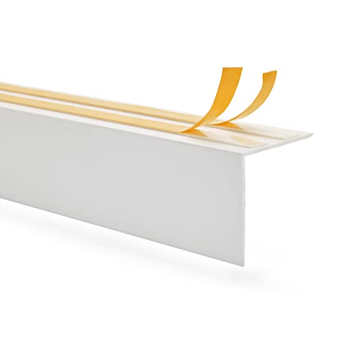 QUEST PVC Winkelprofil Kantenschutz, Blende für Gardinenschiene - 734-LK (weiß, 50x20mm) von Quest