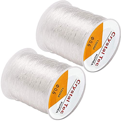 Quesuc 2Pcs elastische Polyester-Fäden für Armbänder und zum Basteln 0,6 mm 100 m durchsichtig (B) von Quesuc