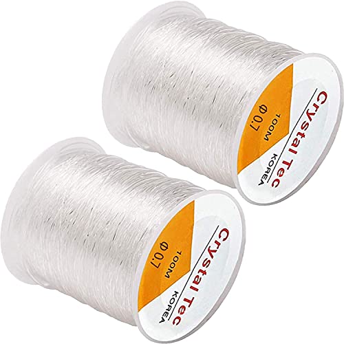 Quesuc 2Pcs elastische Polyester-Fäden für Armbänder und zum Basteln 0,7 mm 100 m durchsichtig (A) von Quesuc
