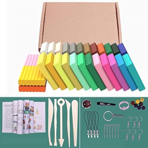 Queta 24 Farben Modelliermasse, Modelliermasse, Bastelkit, sicher, ungiftig, weich, Lernspielzeug DIY mit Modellierwerkzeugen Zubehör, Puzzleteig, Geschenk für Kinder Queta 24 Farben Modelliermasse, Modelliermasse, Bastelkit, sicher, ungiftig, weich, Lernspielzeug DIY mit Modellierwerkzeugen Zubehör, Puzzleteig, Geschenk für Kinder von Queta