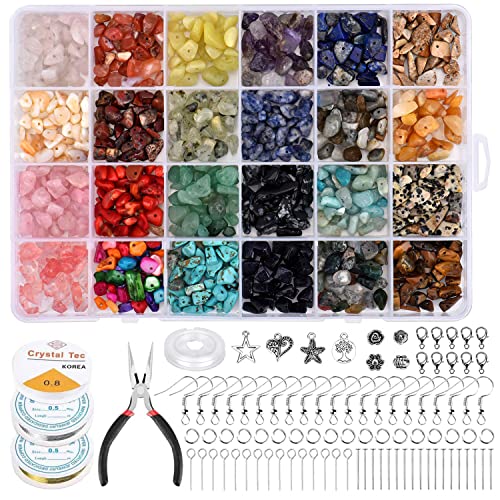Queta Natürlicher Edelstein Basteln Schmuck Unregelmäßige Edelstein-Chips Perlen Schmuckherstellung-Set mit Schmuckdraht, Charms Anhänger, Schmuckfaden Armband, Herstellung Werkzeuge Queta Natürlicher Edelstein Basteln Schmuck Unregelmäßige Edelstein-Chips Perlen Schmuckherstellung-Set mit Schmuckdraht, Charms Anhänger, Schmuckfaden Armband, Herstellung Werkzeuge von Queta