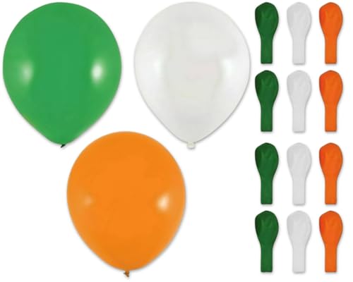 15 x Irland-Flaggen-Luftballons, dreifarbig, St. Patrick's Day, irische Party-Dekorationen, grüne, weiße und orangefarbene Latexballons, 23 cm, Luft- oder Heliumfüllung, Partyzubehör mit irischem 15 x Irland-Flaggen-Luftballons, dreifarbig, St. Patrick's Day, irische Party-Dekorationen, grüne, weiße und orangefarbene Latexballons, 23 cm, Luft- oder Heliumfüllung, Partyzubehör mit irischem von Quickdraw