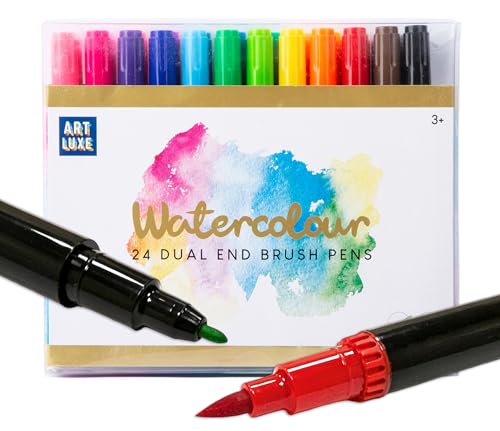 Pinselstifte mit Doppelspitze, 24 verschiedene Farben, Aquarell-Marker, doppelseitige Stifte mit Pinselspitze und feiner Spitze, zum Ausmalen, Skizzieren und Malen, für Erwachsene und Kinder ab 3 Pinselstifte mit Doppelspitze, 24 verschiedene Farben, Aquarell-Marker, doppelseitige Stifte mit Pinselspitze und feiner Spitze, zum Ausmalen, Skizzieren und Malen, für Erwachsene und Kinder ab 3 von Quickdraw