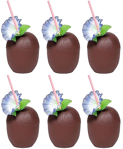 Quickdraw 6 X Kokosnuss Becher mit Stroh Hawaii Strand Tropisch Luau Hula Tiki Party Quickdraw 6 X Kokosnuss Becher mit Stroh Hawaii Strand Tropisch Luau Hula Tiki Party von Quickdraw