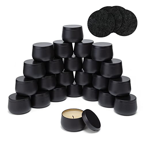 Quikobo Kerzendose 24 Stück (Schwarz), Kerzenbehälter, 150ml Leere Kerzenbehälter für Kerzen Selber Machen Set, Kerzengläser zur Kerzenherstellung oder Kerzenherstellung von Quikobo