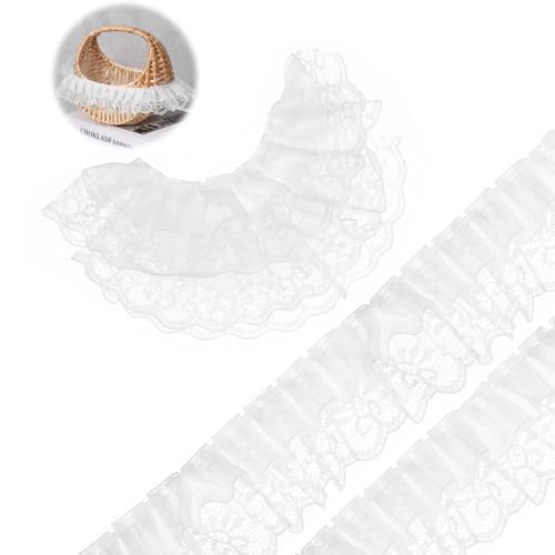 10 m weiße Spitze, doppellagig, 5 cm breit, Rüschenband, geraffte Tüllkante, weiße Spitzenband für DIY Nähen Handwerk Kleid Verzierungen Geschenkverpackung 10 m weiße Spitze, doppellagig, 5 cm breit, Rüschenband, geraffte Tüllkante, weiße Spitzenband für DIY Nähen Handwerk Kleid Verzierungen Geschenkverpackung von Quilax
