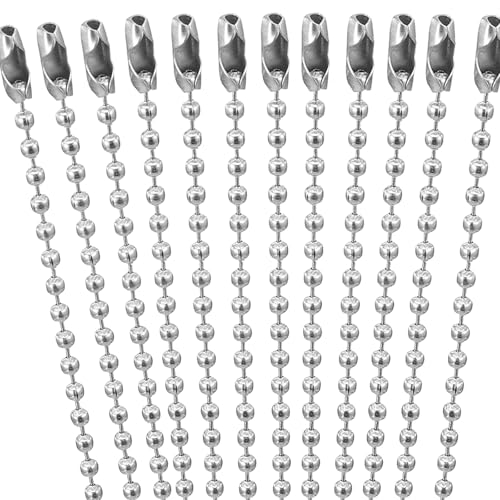 100 Stück Schlüsselanhänger-Ketten, 10,9 cm lange Kugelketten zum Aufhängen, Dekoration, Erkennungsmarkenkette mit Verbindungsstücken, Perlen-Schlüsselanhänger für Bastelarbeiten (Silber) von Quilax