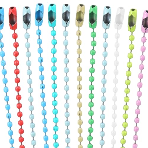 100 Stück Schlüsselanhänger-Ketten, 10,9 cm lange Kugelketten zum Aufhängen, Dekoration, Erkennungsmarkenkette mit Verbindungsstücken, Perlen-Schlüsselanhänger für Bastelarbeiten (verschiedene Farben) 100 Stück Schlüsselanhänger-Ketten, 10,9 cm lange Kugelketten zum Aufhängen, Dekoration, Erkennungsmarkenkette mit Verbindungsstücken, Perlen-Schlüsselanhänger für Bastelarbeiten (verschiedene Farben) von Quilax
