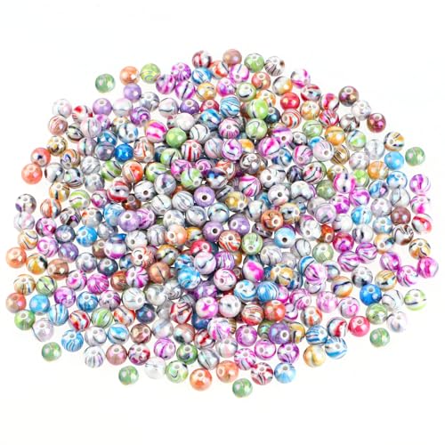 Acrylperlen, 8 mm, Acrylperlen für Stifte, Schmuckperlen für Armbänder, Halsketten, Bastelarbeiten, Geschenke, zufällige Farbe (Tintenmuster) von Quilax