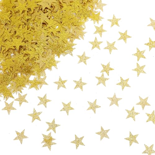 Stern-Konfetti, goldene Tischdekoration, Konfetti-Tischdekoration für Party, Hochzeit, Geburtstag, Feier (Glitzer-Gold, 200 Stück) von Quilax