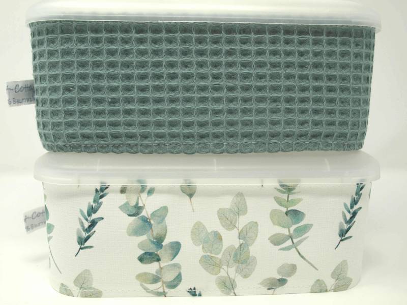 Feuchttücherbox Bezug Eukalyptus, Waffelpique Oldgreen, Altgrün, Blätter, Ranken, Wald, Auswahl von QuiltCottageLove