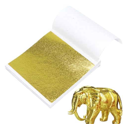 Quiltique 100 Stück Papier Blattgold B Gold, Blattgold und Metallfolie, langlebig, schöne Farben, für Feiertage, Dekoration des Hauses DIY. (8 x 8,5 cm) (Farbe: Gold), 22342331 von Quiltique