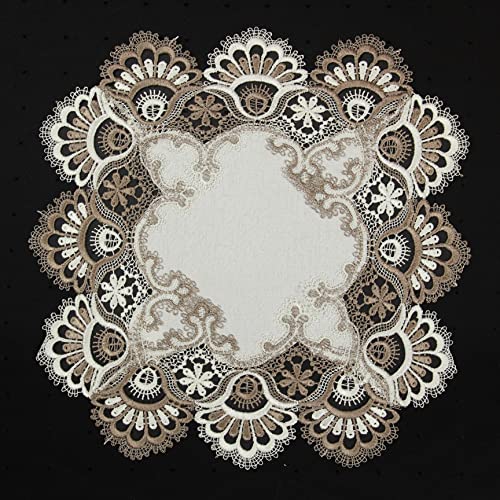Edle Jacquard Tischdecke/ -läufer mit Spitzen in Braun/Weiß ca. 38 cm Edle Jacquard Tischdecke/ -läufer mit Spitzen in Braun/Weiß ca. 38 cm von Quinnyshop