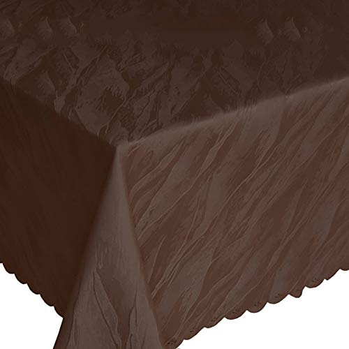 Quinnyshop Damast Dunkelbraune Tischdecke Tischaufleger mit Marmormuster ca. 160 x 260 cm Eckig Polyester, Braun von Quinnyshop