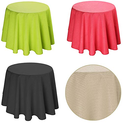 Quinnyshop Garten-Tischdecke Wetterbeständig Waschbar Wutschfest ca. 160 cm Rund PVC, Schwarz von Quinnyshop