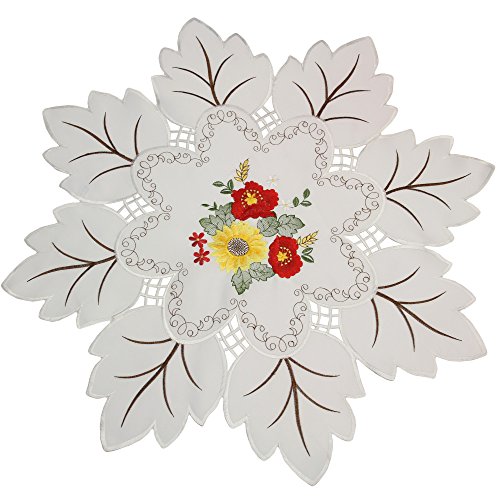 Quinnyshop Sonnenblume Klatschmohn Stickerei 85 cm Blumenförmig Polyester, Weiß von Quinnyshop