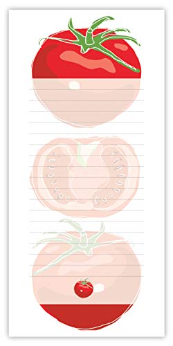 Quire Magnetischer Notizblock für Einkaufslisten, Tomaten-Design, 50 Blatt, Größe 210 mm x 100 mm von Quire Collections