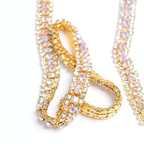 Qukaim 3 Reihen Diamant-Mesh-Wickelrolle, glitzerndes Kristall-Strassband für Hochzeit, Dr. Dekoration, 9,1 m, 5,1 cm breit, Netz-Strass, Diamantband von Qukaim