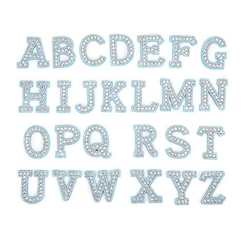 Qukaim Aufnäher mit Strasssteinen, Buchstaben-Aufnäher, A-Z, englisches Alphabet, Kleidungsapplikation, Aufkleber für Kleidung von Qukaim