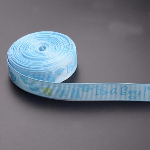 Qukaim Bedrucktes Band mit Aufschrift "It's A Boy", 15 mm x 9,1 m, für selbstgemachte Babypartys und Geschenkverpackungen, Blau von Qukaim
