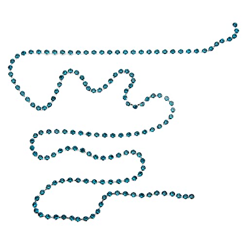 Qukaim D I Y Strass-Kette, 4,5 m, glänzend, Pfauenblau, runde Krallenkette für DIY-Kleidungsdekoration von Qukaim