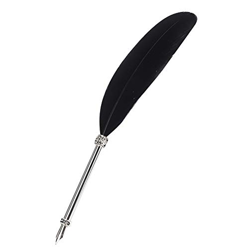 Qukaim Füllfederhalter mit Federn, Edelstahl, schwarz, Vintage-Füllfederhalter für Büro, ideales Geburtstagsgeschenk, El-Design für den professionellen Gebrauch Qukaim Füllfederhalter mit Federn, Edelstahl, schwarz, Vintage-Füllfederhalter für Büro, ideales Geburtstagsgeschenk, El-Design für den professionellen Gebrauch von Qukaim