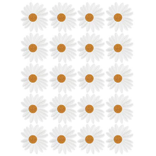 Qukaim Gänseblümchen Applikationen Gänseblümchen Blume Patch Aufbügler Kleidung Aufkleber 20pcs DIY bestickte Applikationen für Kleidungsstücke von Qukaim