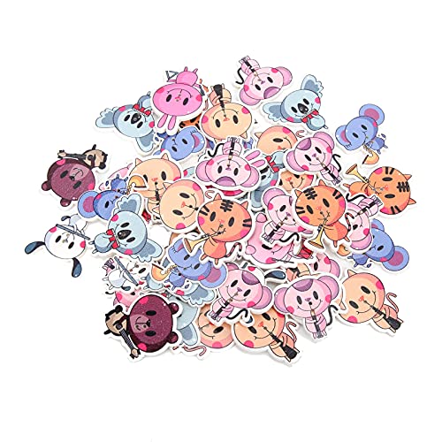 Qukaim Holzknöpfe mit zwei Löchern, Tierform, 100 Stück, 2-Loch-Druck, Nähknöpfe, gemischte Cartoon-Knöpfe zum Basteln, buntes Bulk-Knopf-Sortiment von Qukaim